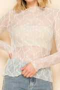 Delicate Lace Design Long Sleeve Top